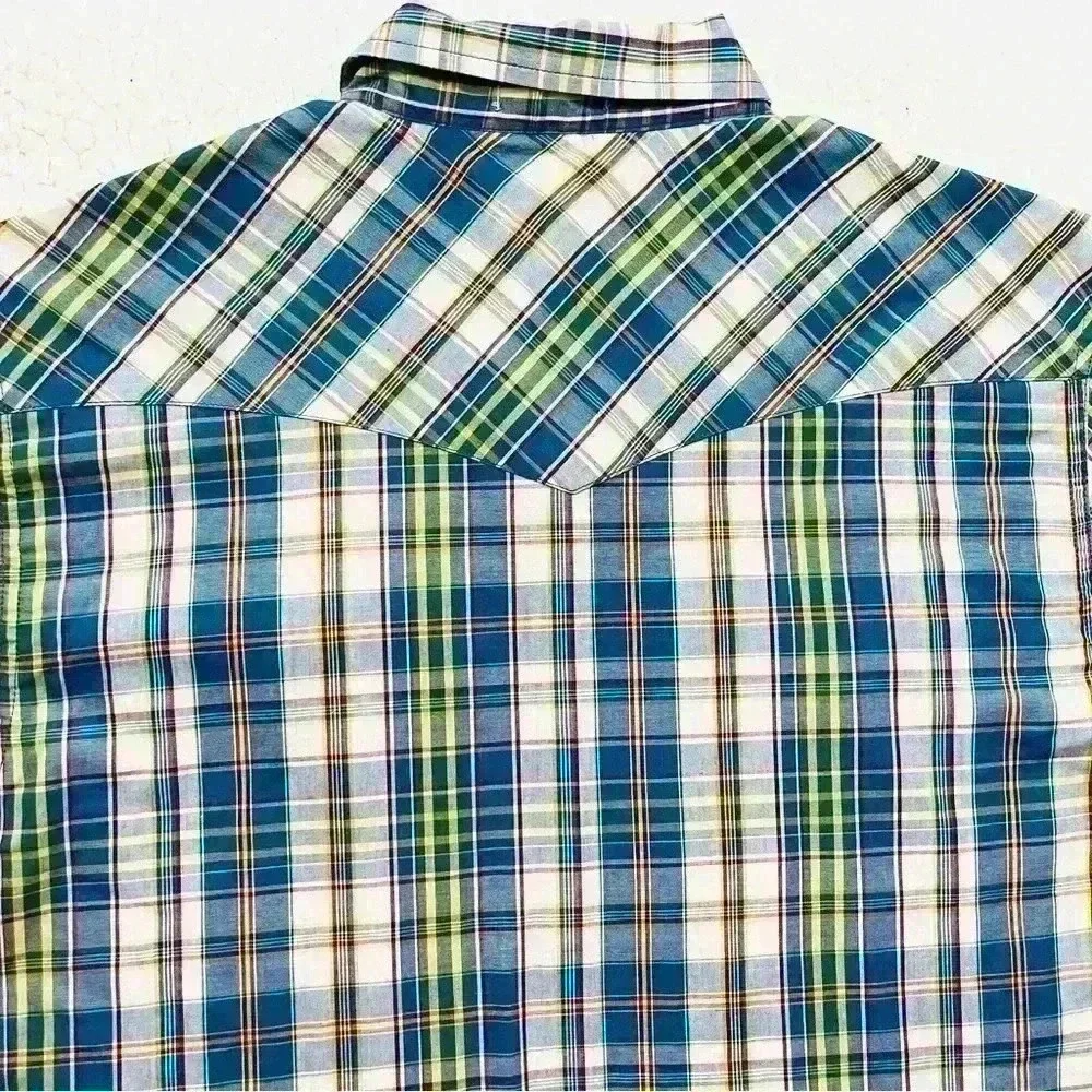 Levi's Barstow Western Short Sleeve Multi Color Checker‎ Plaid Snap Shirt Size L